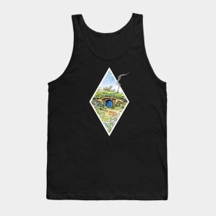 Cozy Home on a Hill with Smoke Coming Out of a Chimney - Black - Fantasy Tank Top